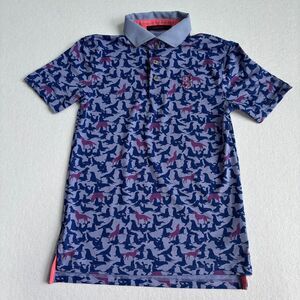Greyson Youth Seals and Wolf Pring Polo Boys L 8-9 Blue Golf Performance Preppy